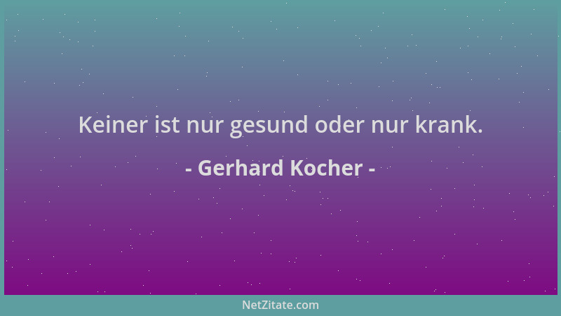 Gerhard Kocher - Keiner ist nur gesund oder nur krank....