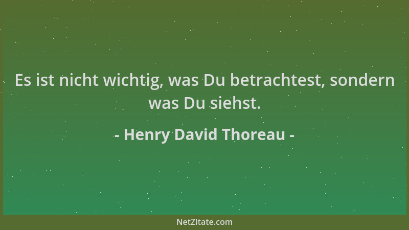 Henry David Thoreau - Es ist nicht wichtig, was Du betrachtest, sondern was Du siehst....