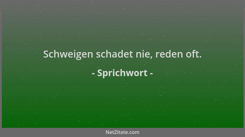Sprichwort - Schweigen schadet nie, reden oft....