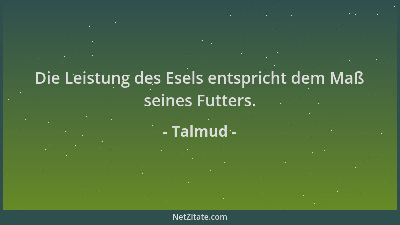 Talmud - Die Leistung des Esels entspricht dem Maß seines Futters....
