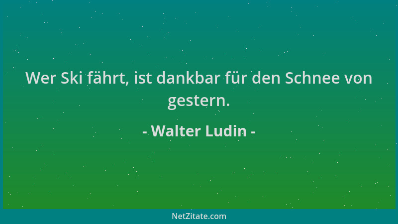 Walter Ludin - Wer Ski fährt, ist dankbar für den Schnee von gestern....