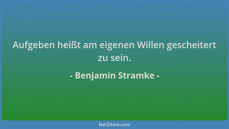 Benjamin Stramke - Aufgeben heißt am eigenen Willen gescheitert zu sein....