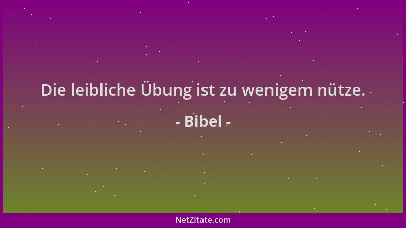 Bibel - Die leibliche Übung ist zu wenigem nütze....