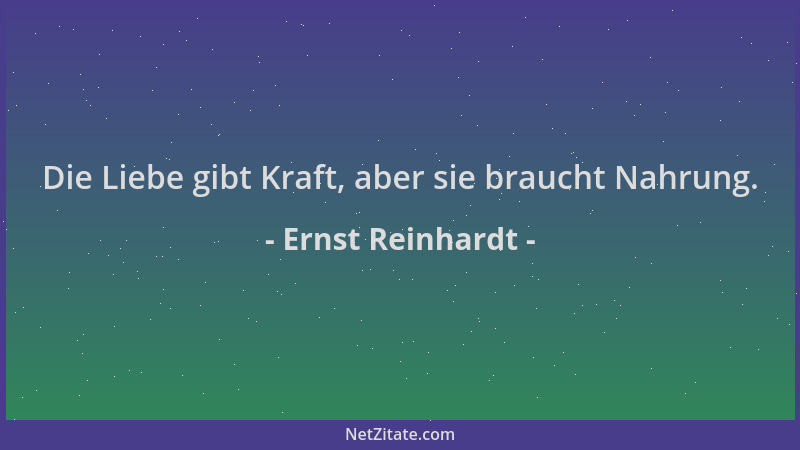 Ernst Reinhardt - Die Liebe gibt Kraft, aber sie braucht Nahrung....