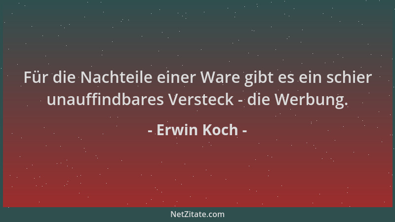 Erwin Koch - Für die Nachteile einer Ware gibt es ein schier unauffindbares Versteck - die Werbung....