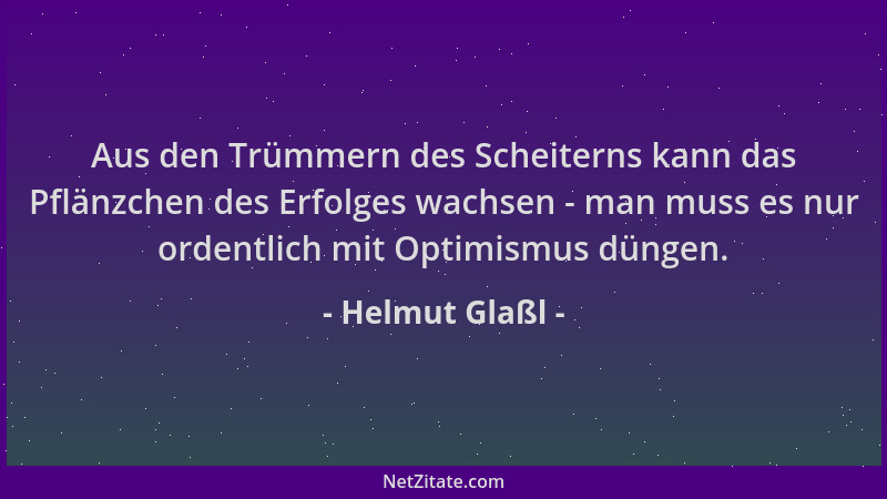 Helmut Glaßl - Aus den Trümmern des Scheiterns kann das Pflänzchen des Erfolges wachsen - man muss es nur ordentlich mit Op...
