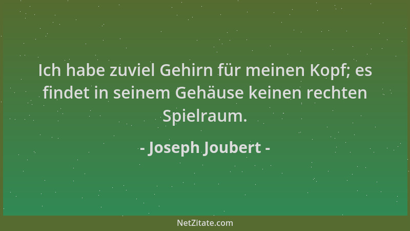 Joseph Joubert - Ich habe zuviel Gehirn für meinen Kopf; es findet in seinem Gehäuse keinen rechten Spielraum....