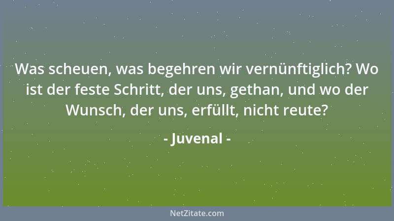 Juvenal - Was scheuen, was begehren wir vernünftiglich? Wo ist der feste Schritt, der uns, gethan, und wo der Wunsch, der u...