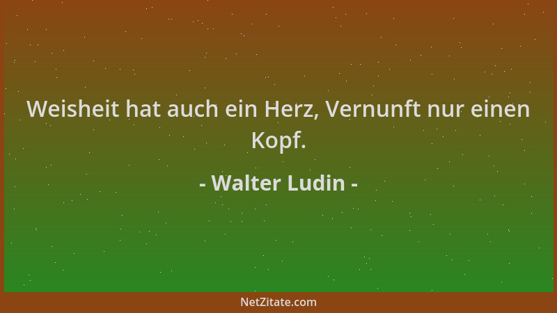 Walter Ludin - Weisheit hat auch ein Herz, Vernunft nur einen Kopf....
