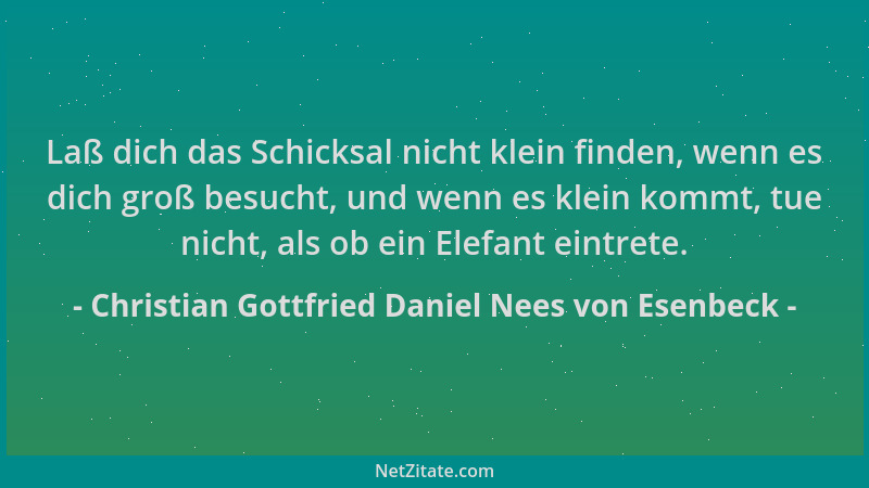 Christian Gottfried Daniel Nees von Esenbeck - Laß dich das Schicksal nicht klein finden, wenn es dich groß besucht, und we...