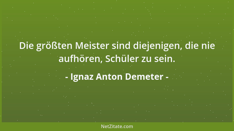 Ignaz Anton Demeter - Die größten Meister sind diejenigen, die nie aufhören, Schüler zu sein....