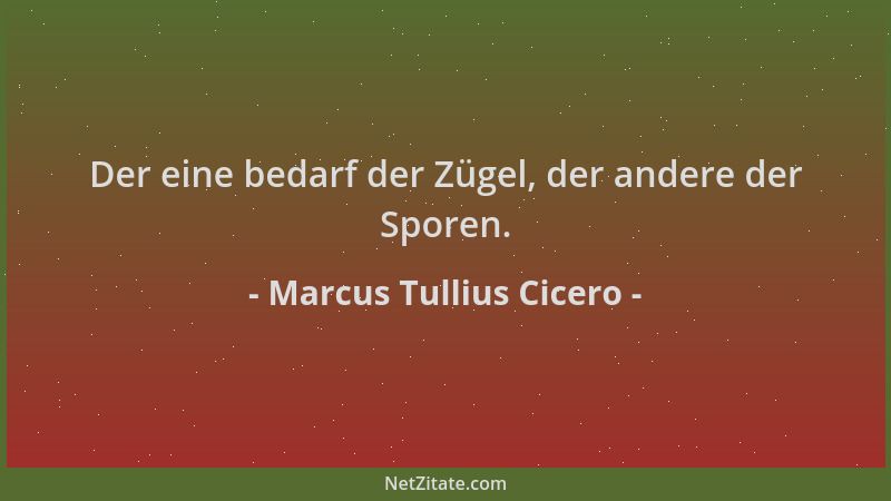 Marcus Tullius Cicero - Der eine bedarf der Zügel, der andere der Sporen....