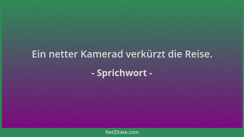 Sprichwort - Ein netter Kamerad verkürzt die Reise....