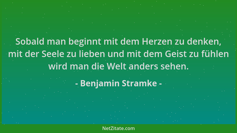 Benjamin Stramke - Sobald man beginnt mit dem Herzen zu denken, mit der Seele zu lieben und mit dem Geist zu fühlen wird ma...