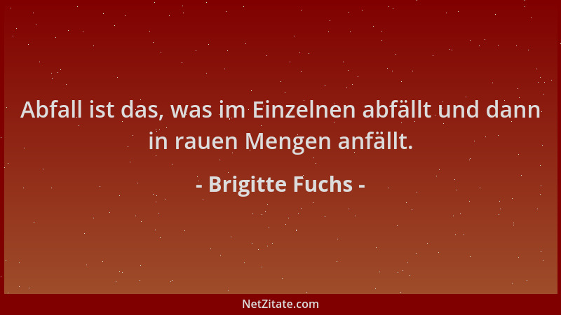 Brigitte Fuchs - Abfall ist das, was im Einzelnen abfällt und dann in rauen Mengen anfällt....