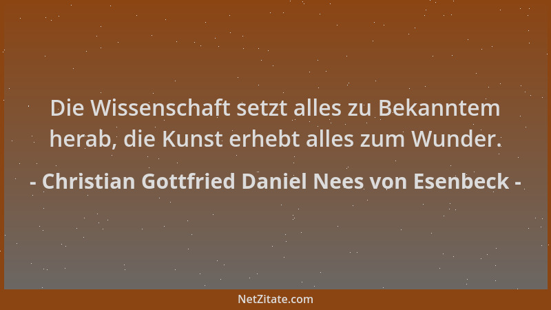 Christian Gottfried Daniel Nees von Esenbeck - Die Wissenschaft setzt alles zu Bekanntem herab, die Kunst erhebt alles zum...