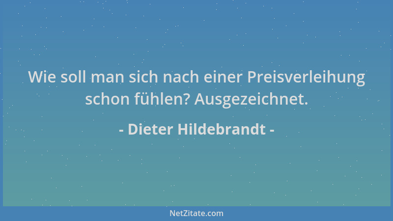 Dieter Hildebrandt - Wie soll man sich nach einer Preisverleihung schon fühlen? Ausgezeichnet....