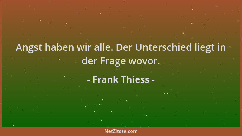 Frank Thiess - Angst haben wir alle. Der Unterschied liegt in der Frage wovor....