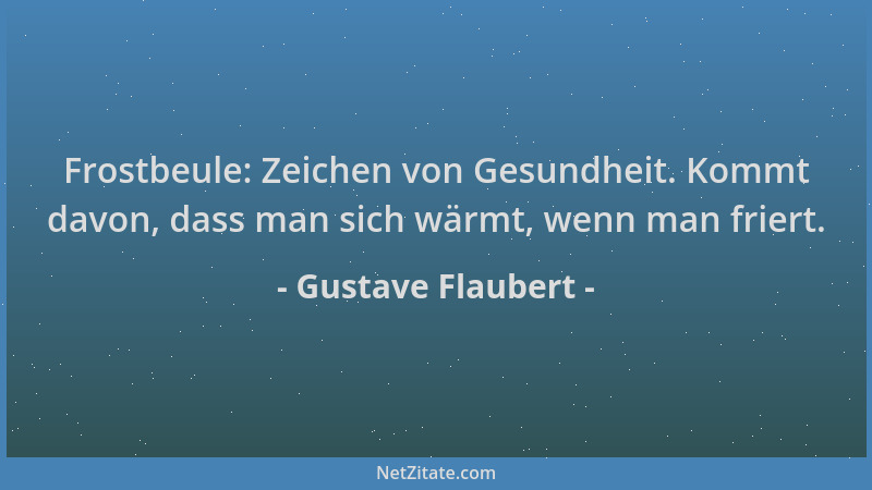 Gustave Flaubert - Frostbeule: Zeichen von Gesundheit. Kommt davon, dass man sich wärmt, wenn man friert....