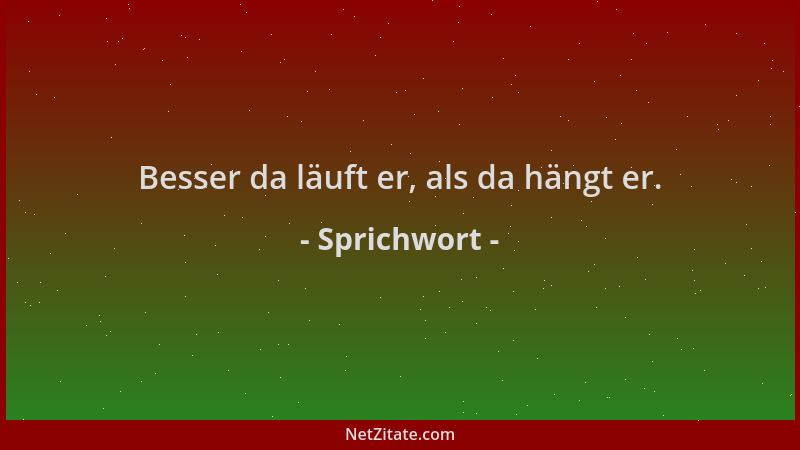 Sprichwort - Besser da läuft er, als da hängt er....