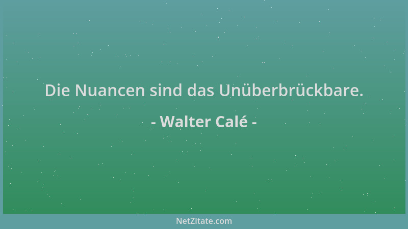 Walter Calé - Die Nuancen sind das Unüberbrückbare....