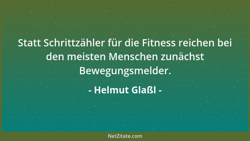 Helmut Glaßl - Statt Schrittzähler für die Fitness reichen bei den meisten Menschen zunächst Bewegungsmelder....