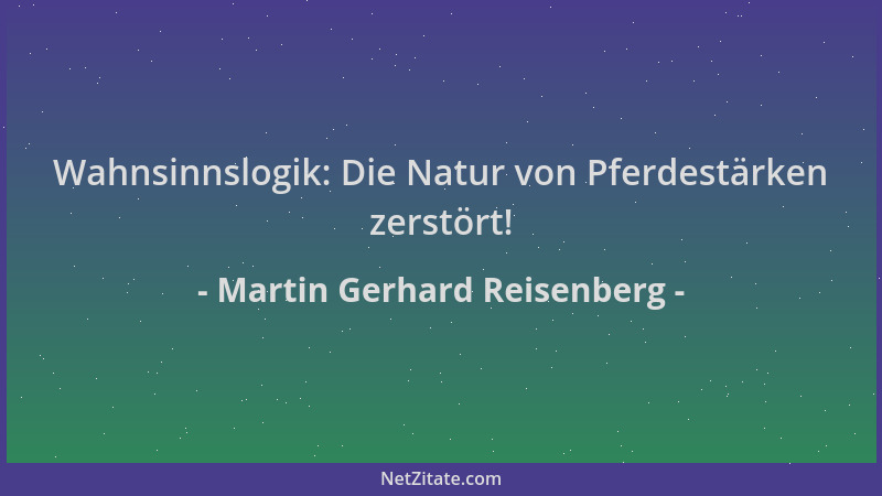 Martin Gerhard Reisenberg - Wahnsinnslogik: Die Natur von Pferdestärken zerstört!...