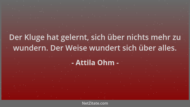 Attila Ohm - Der Kluge hat gelernt, sich über nichts mehr zu wundern. Der Weise wundert sich über alles....