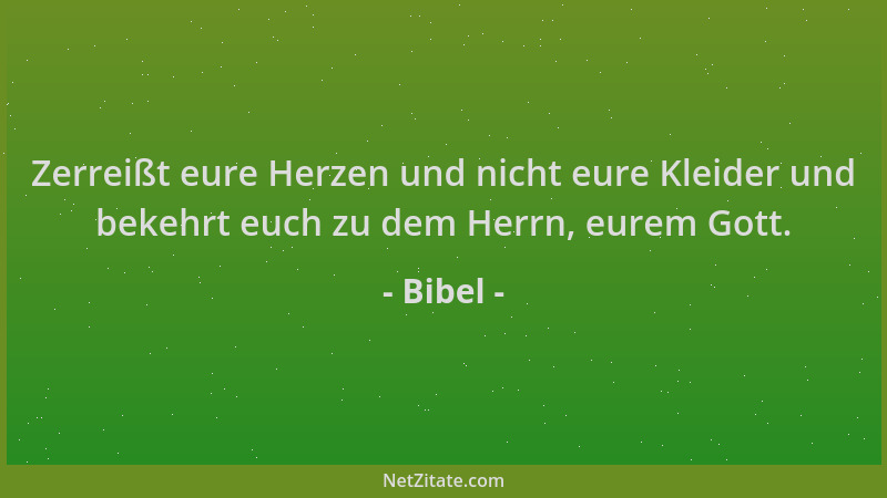 Bibel - Zerreißt eure Herzen und nicht eure Kleider und bekehrt euch zu dem Herrn, eurem Gott....