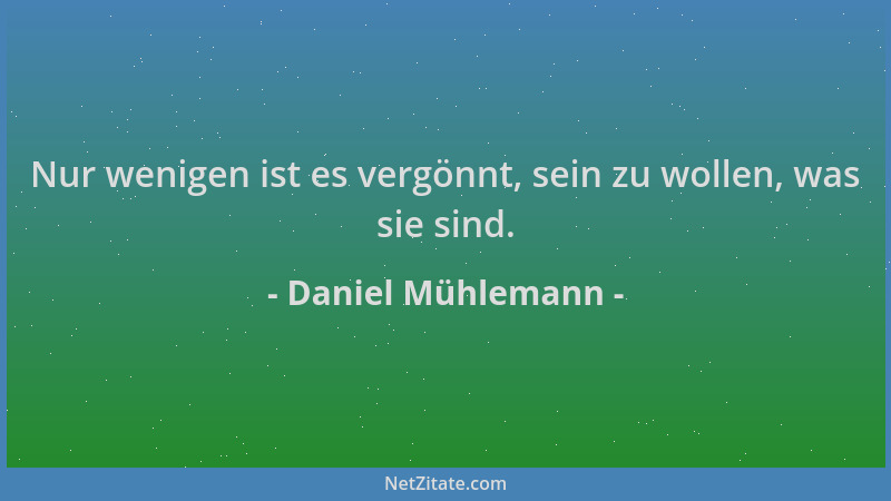 Daniel Mühlemann - Nur wenigen ist es vergönnt, sein zu wollen, was sie sind....