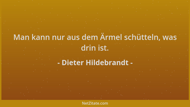 Dieter Hildebrandt - Man kann nur aus dem Ärmel schütteln, was drin ist....