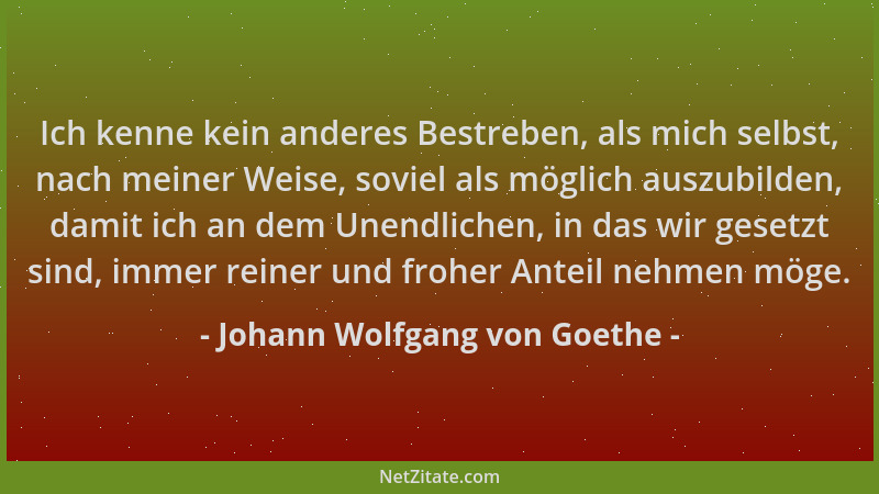 Johann Wolfgang von Goethe - Ich kenne kein anderes Bestreben, als mich selbst, nach meiner Weise, soviel als möglich auszu...