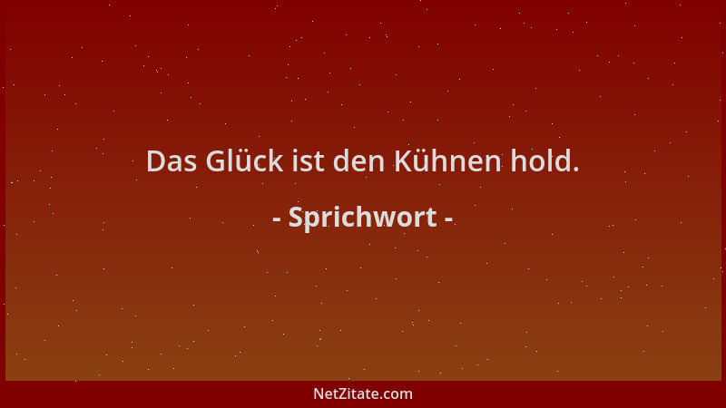 Sprichwort - Das Glück ist den Kühnen hold....