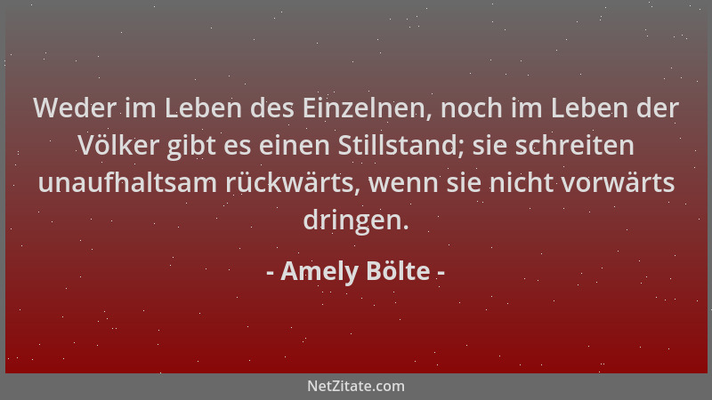 Amely Bölte - Weder im Leben des Einzelnen, noch im Leben der Völker gibt es einen Stillstand; sie schreiten unaufhaltsam r...