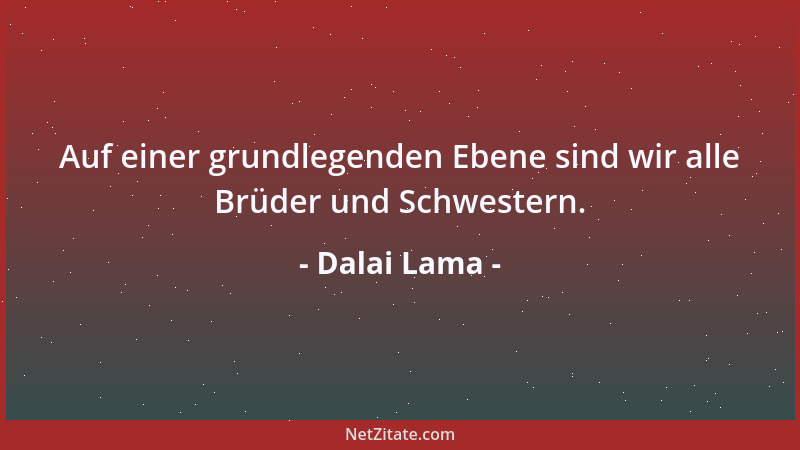 Dalai Lama - Auf einer grundlegenden Ebene sind wir alle Brüder und Schwestern....