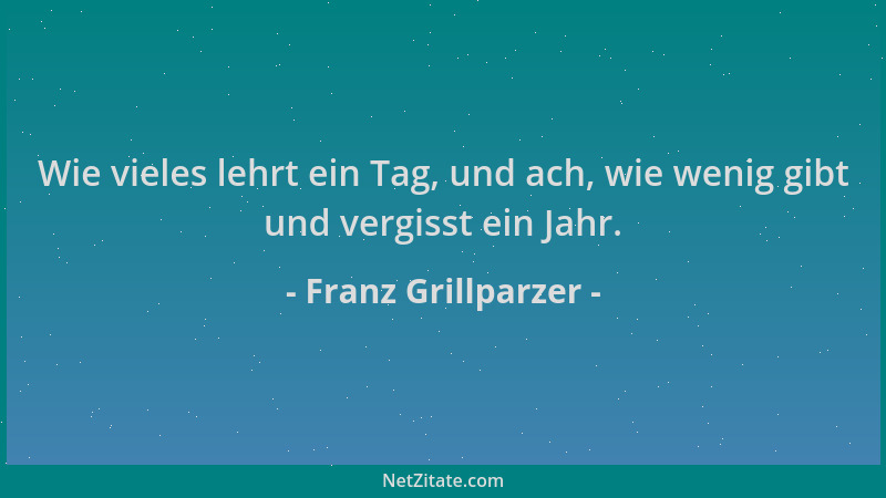 Franz Grillparzer - Wie vieles lehrt ein Tag, und ach, wie wenig gibt und vergisst ein Jahr....
