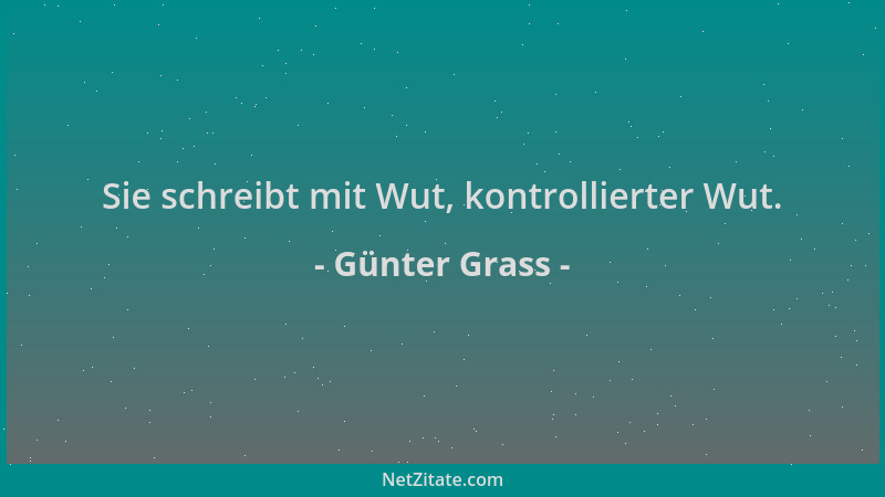 Günter Grass - Sie schreibt mit Wut, kontrollierter Wut....