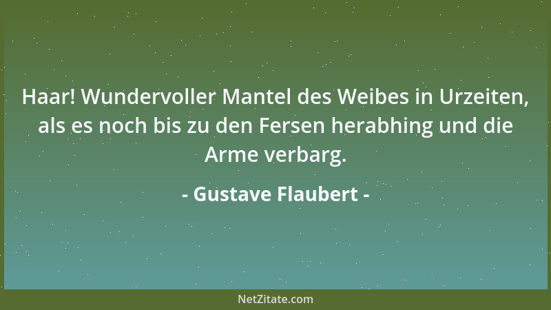 Gustave Flaubert - Haar! Wundervoller Mantel des Weibes in Urzeiten, als es noch bis zu den Fersen herabhing und die Arme v...