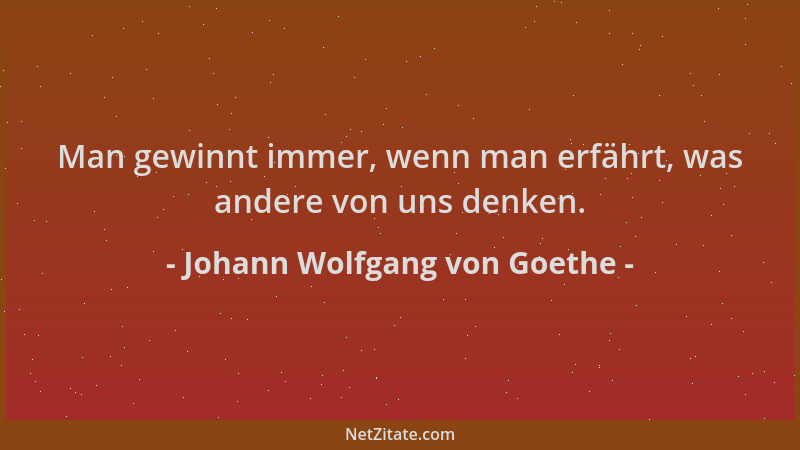 Johann Wolfgang von Goethe - Man gewinnt immer, wenn man erfährt, was andere von uns denken....