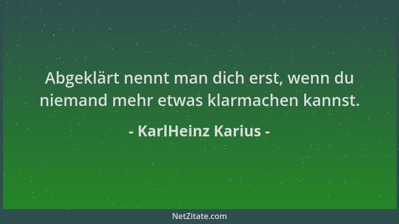 KarlHeinz Karius - Abgeklärt nennt man dich erst, wenn du niemand mehr etwas klarmachen kannst....