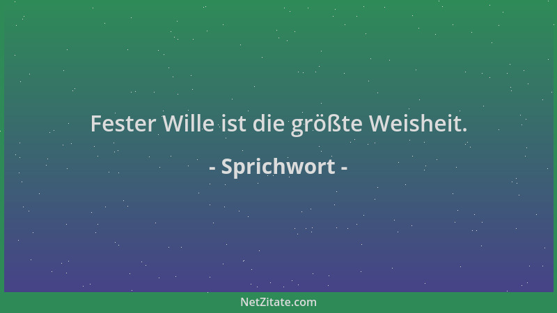Sprichwort - Fester Wille ist die größte Weisheit....