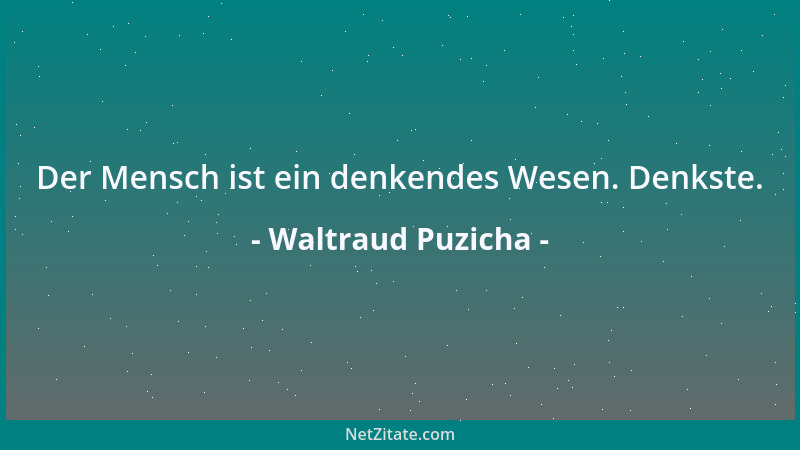 Waltraud Puzicha - Der Mensch ist ein denkendes Wesen. Denkste....