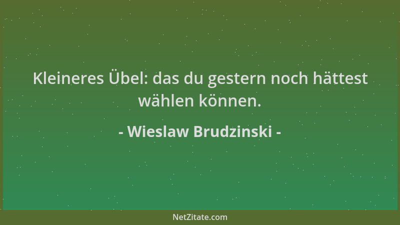 Wieslaw Brudzinski - Kleineres Übel: das du gestern noch hättest wählen können....