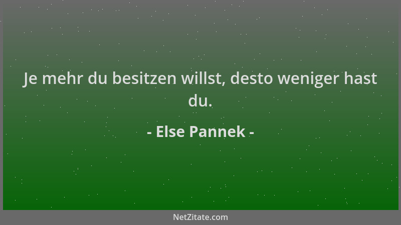 Else Pannek - Je mehr du besitzen willst, desto weniger hast du....