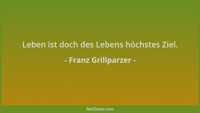 Franz Grillparzer - Leben ist doch des Lebens höchstes Ziel....