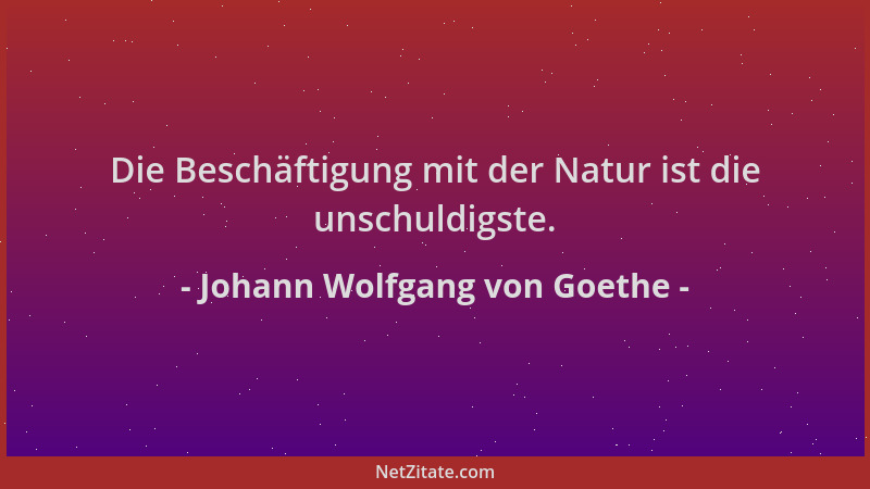 Johann Wolfgang von Goethe - Die Beschäftigung mit der Natur ist die unschuldigste....