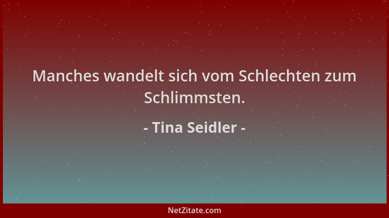 Tina Seidler - Manches wandelt sich vom Schlechten zum Schlimmsten....