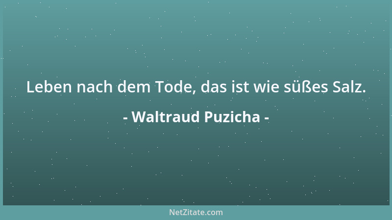 Waltraud Puzicha - Leben nach dem Tode, das ist wie süßes Salz....