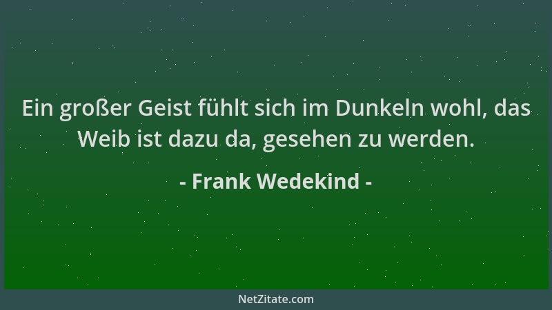 Frank Wedekind - Ein großer Geist fühlt sich im Dunkeln wohl, das Weib ist dazu da, gesehen zu werden....