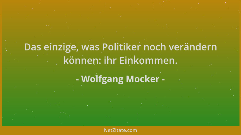 Wolfgang Mocker - Das einzige, was Politiker noch verändern können: ihr Einkommen....